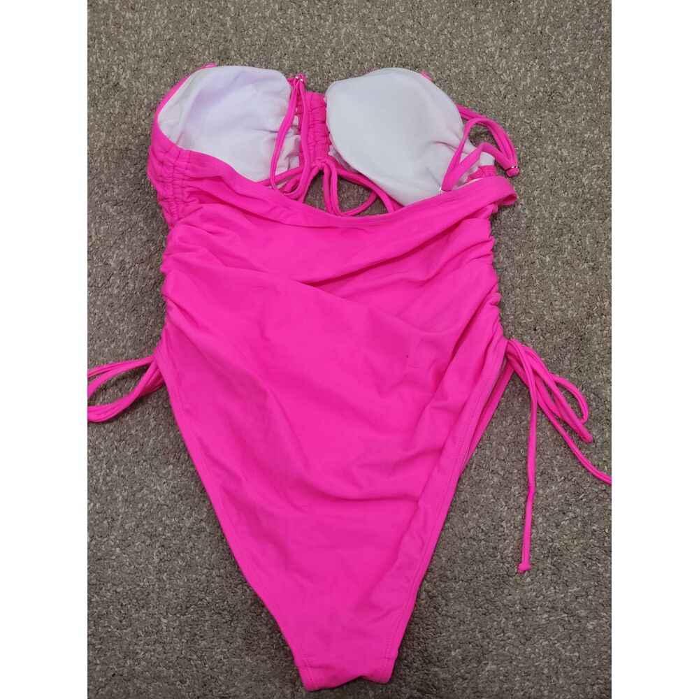 Women's one pc. monokini bathing suit hot pink size large